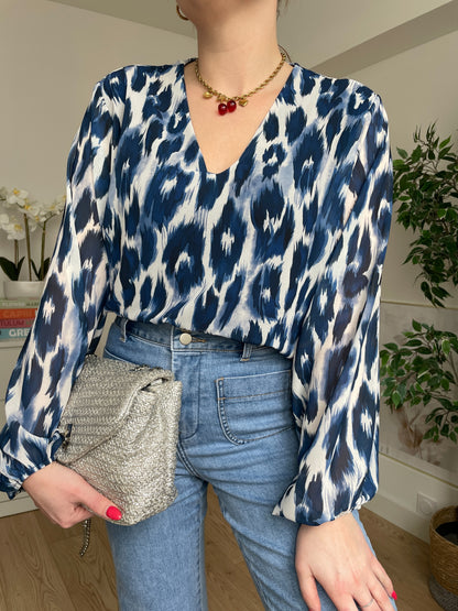 Blouse à motifs bleu NESSA