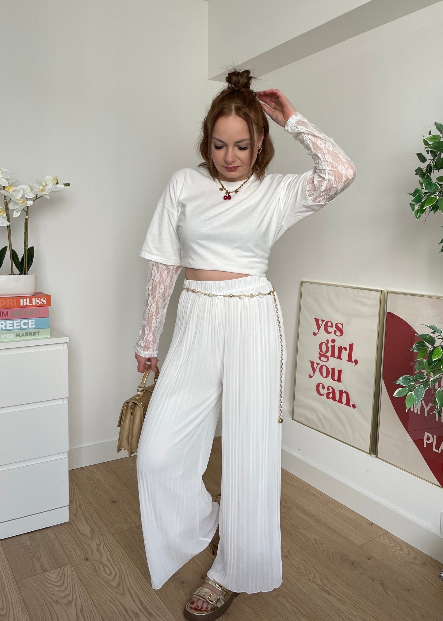 Pantalon plissé blanc LYNE
