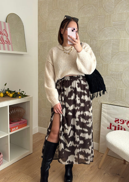 Pull à surpiqûres - BEIGE