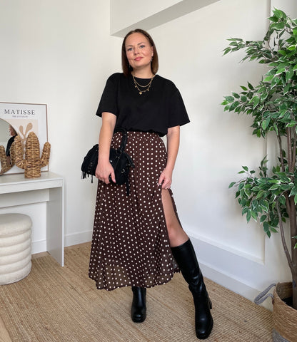 Jupe longue marron - NOISETTE