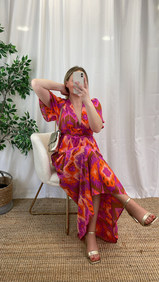 Robe longue SUNNY - Orange & Rose