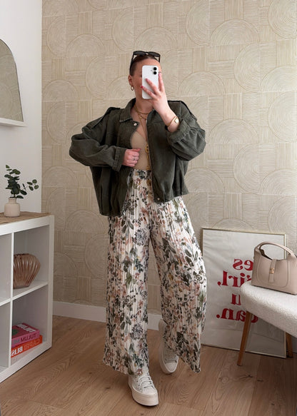 Pantalon plissé à motifs kaki - HIRMA