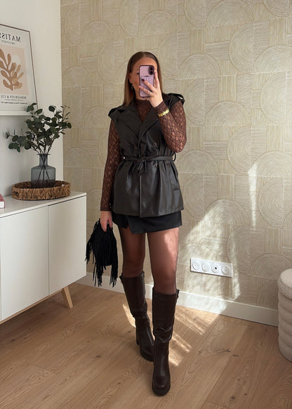 Top dentelle choco - LINA
