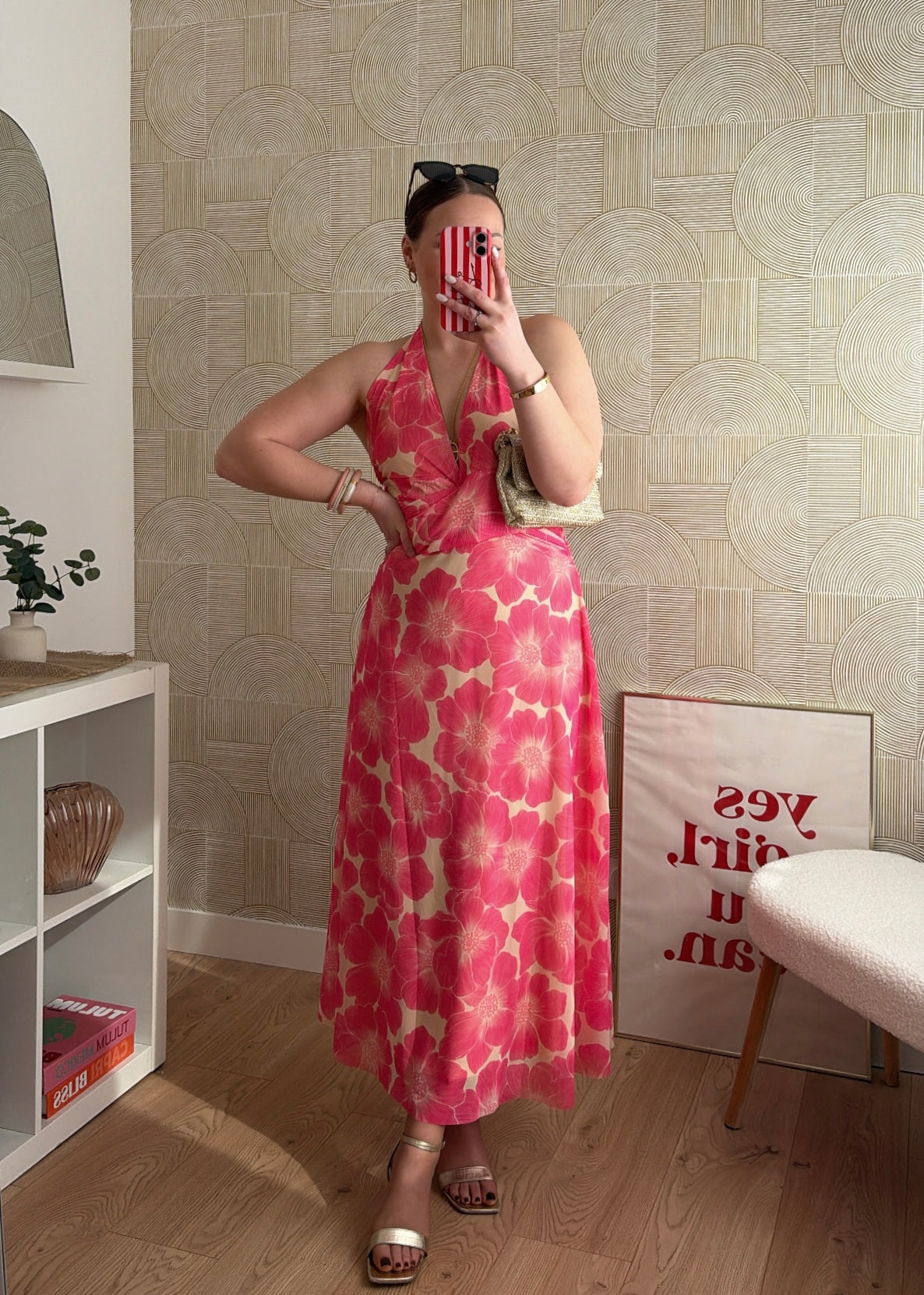 Robe longue corail - FLOWERS