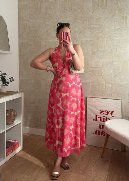 Robe longue corail - FLOWERS