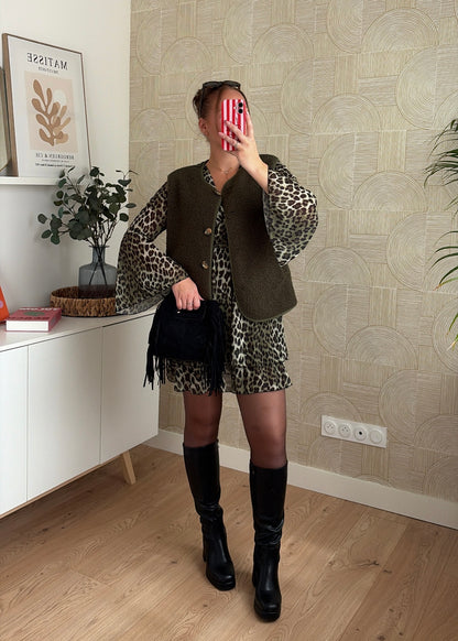 Gilet bouclette kaki - SHAUN