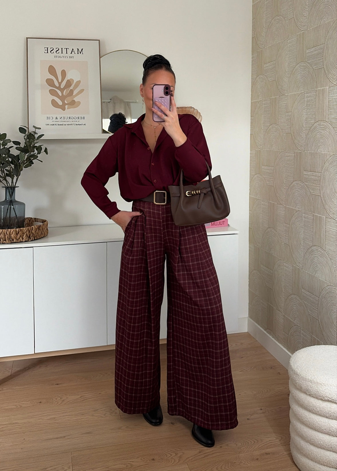 Pantalon carreaux bordeaux - PALOMA