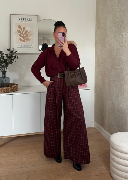 Pantalon carreaux bordeaux - PALOMA