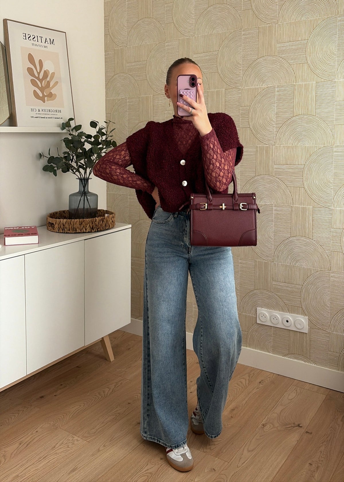 Gilet bouclette bordeaux - JOY