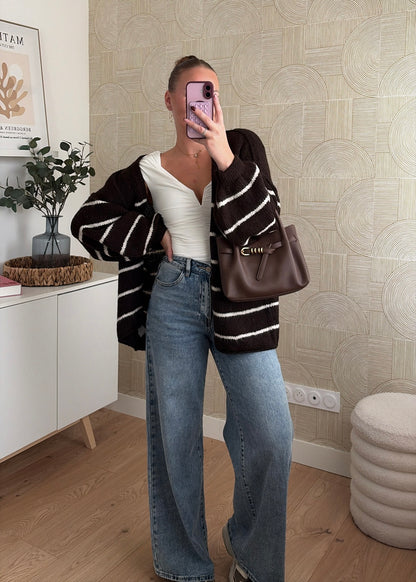 Gilet à rayures choco - CÉLIA