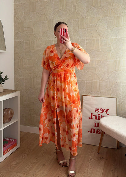 Robe longue orange - CARLA