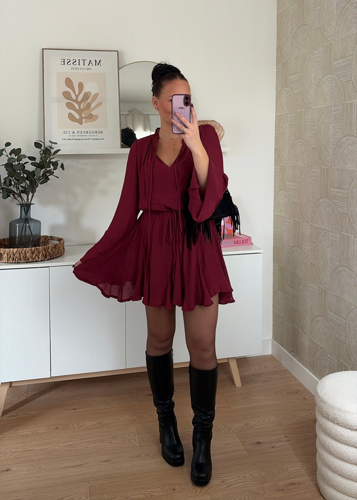 Robe courte bordeaux - CHLÉA