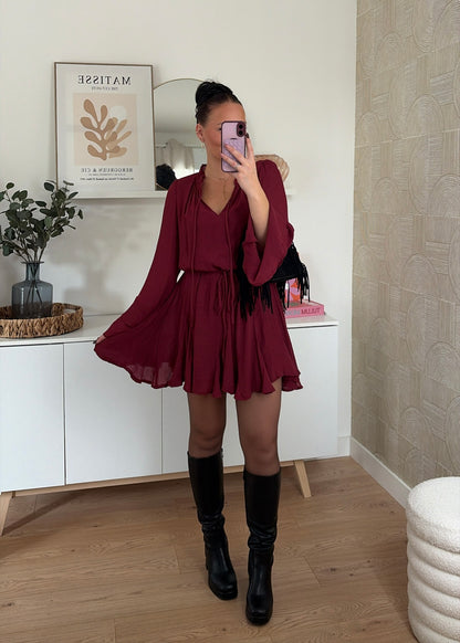 Robe courte bordeaux - CHLÉA