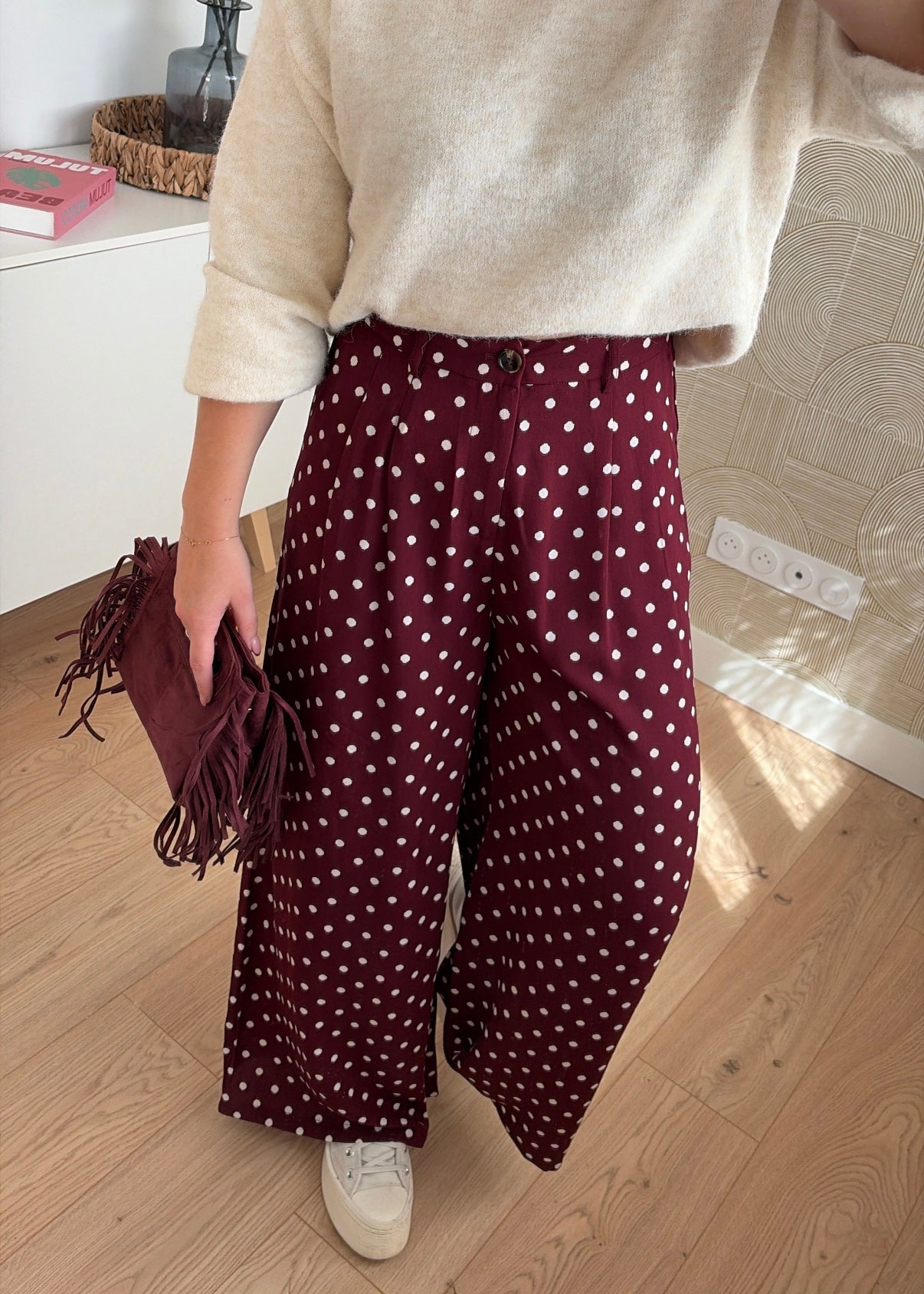 Pantalon bordeaux - POIS