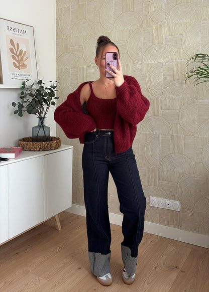 PRÉCOMMANDE / Gilet + débardeur bordeaux - NAOMIE