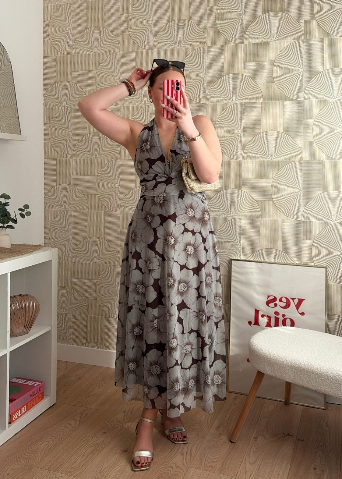 Robe longue marron - FLOWERS