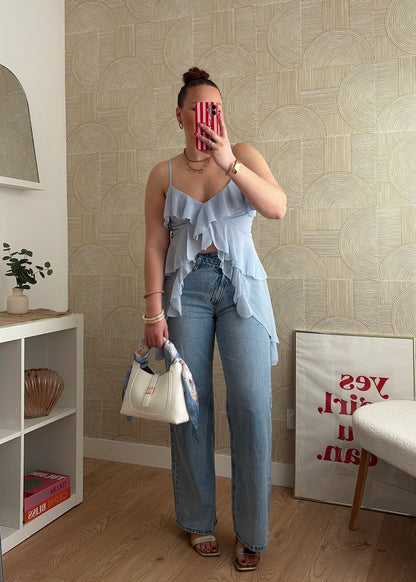 Top asymétrique bleu - PAULA