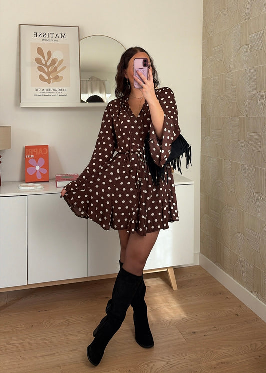 PRÉCOMMANDE / Robe courte choco - POIS