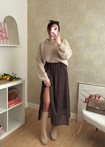 Pull à surpiqûres - TAUPE