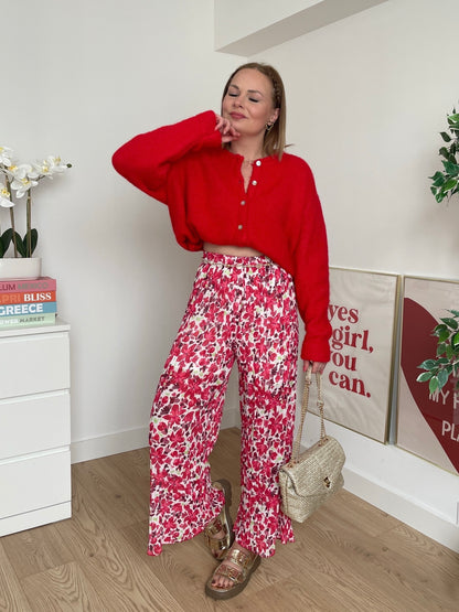 Pantalon plissé rouge ROMANE