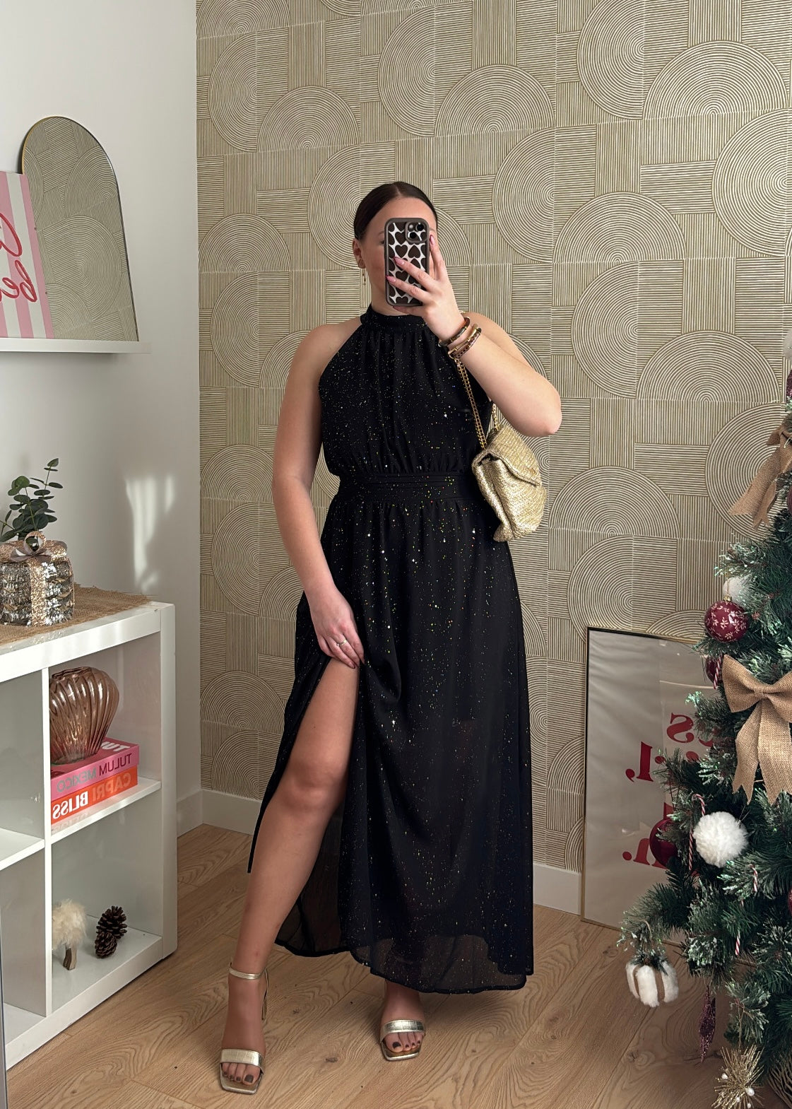 Robe longue noire "L'ÉTINCELANTE"