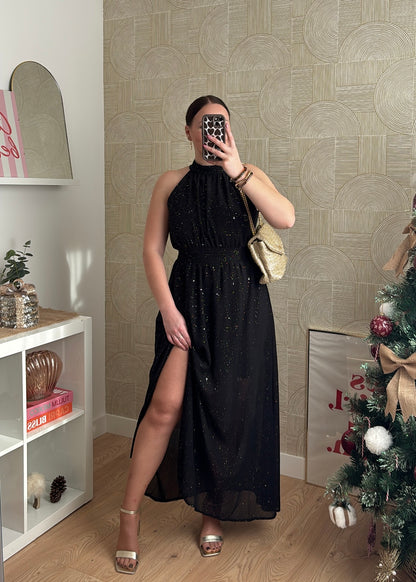 Robe longue noire "L'ÉTINCELANTE"
