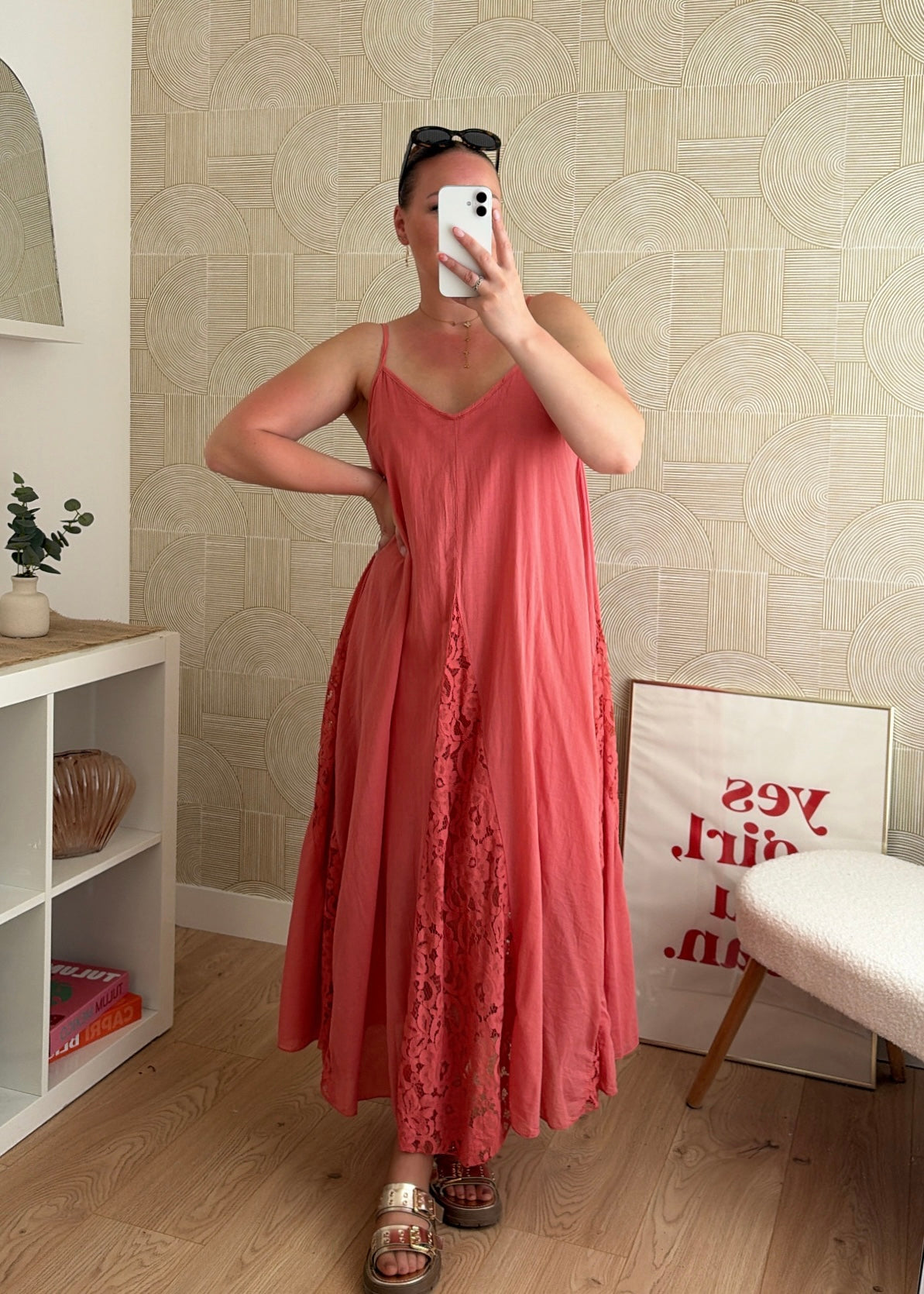 Robe dentelle saumon - CALIPSO