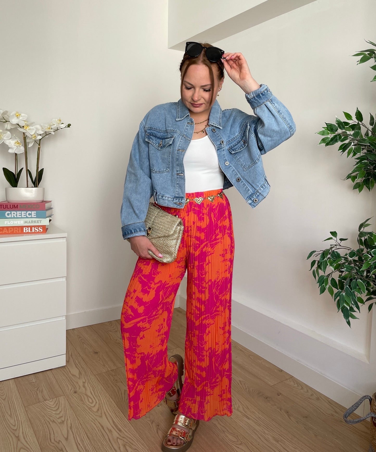 Pantalon plissé à tache orange IVANA