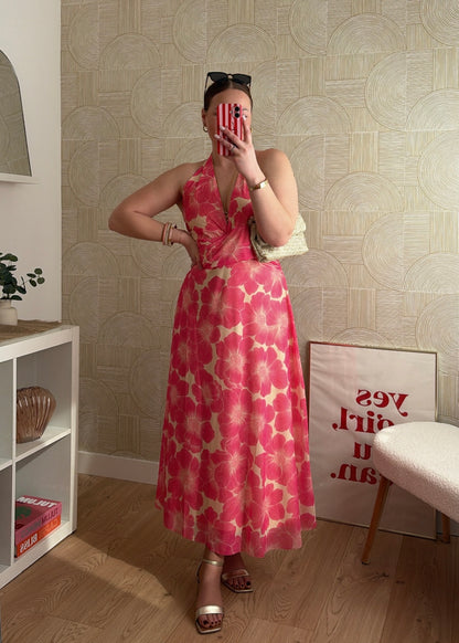 Robe longue corail - FLOWERS
