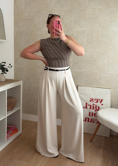 Top froncé taupe - ARIA