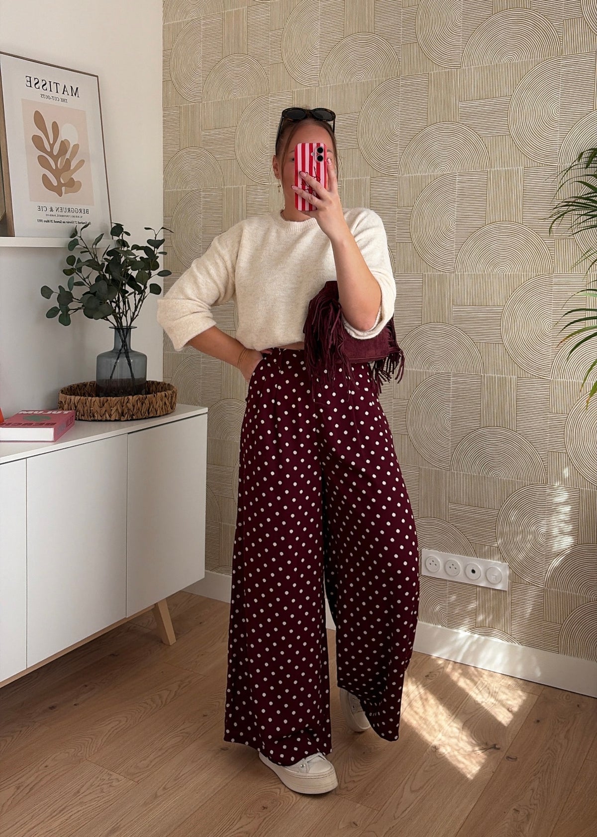 Pantalon bordeaux - POIS