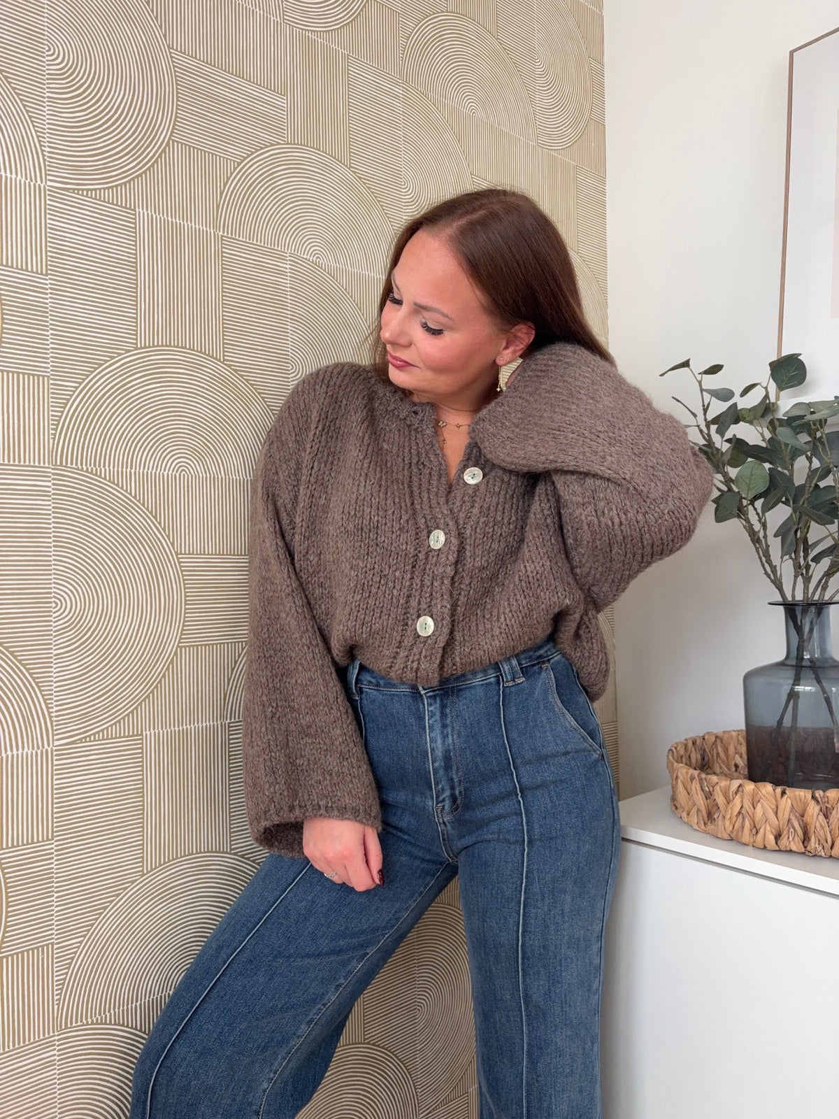 Cardigan maille marron - CLAUDIA