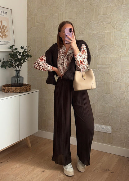 Pantalon plissé choco - MYLEE