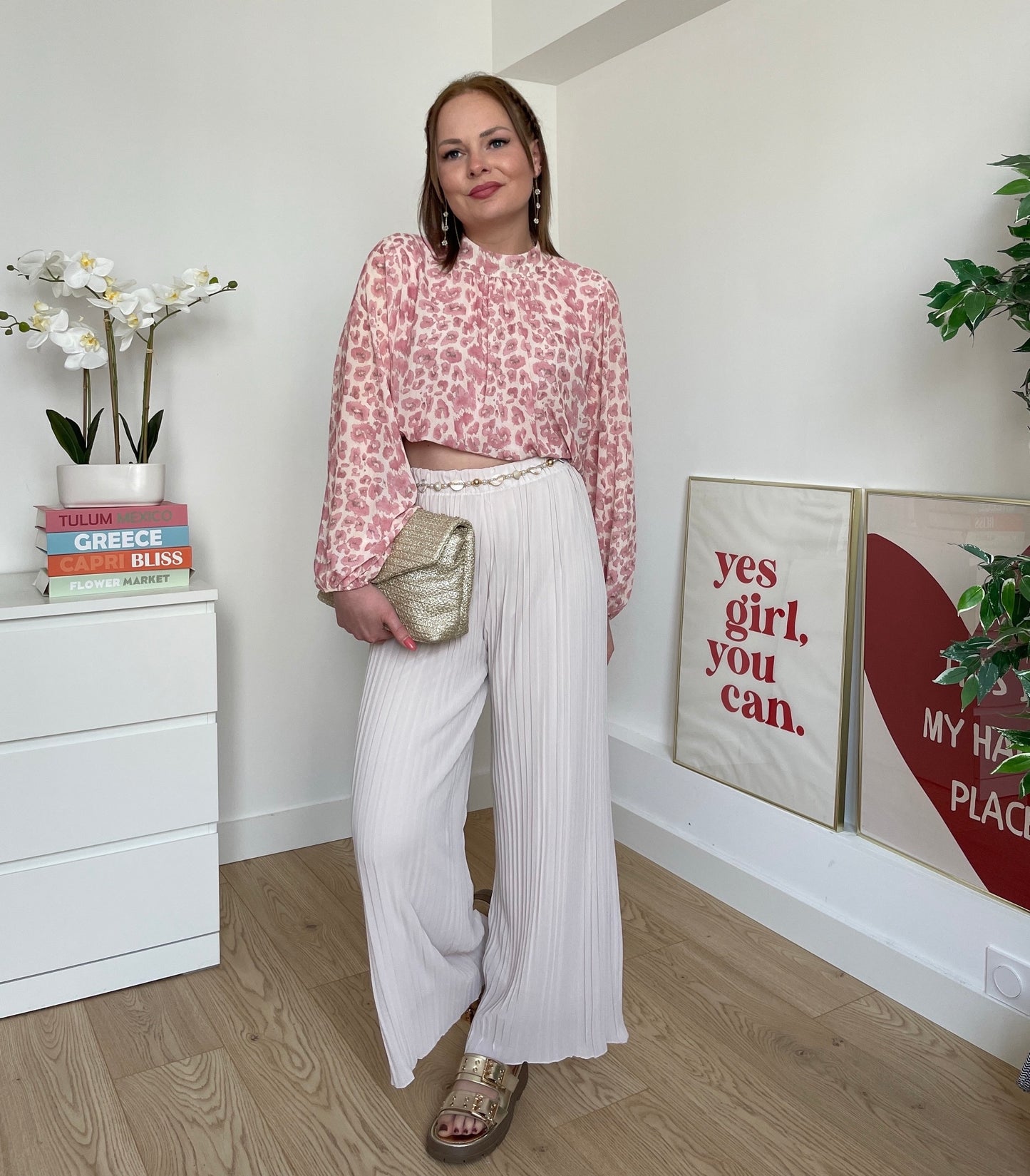 Pantalon plissé beige LYNE