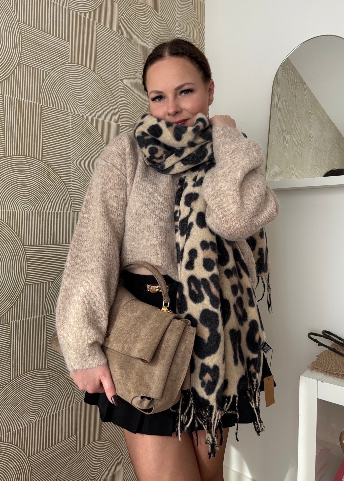 Echarpe léopard - BEIGE
