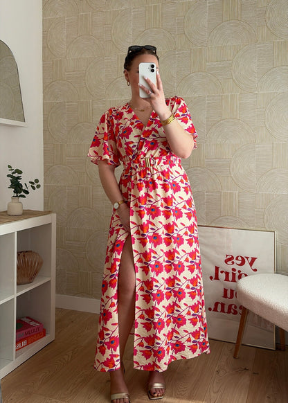 Robe fleurie - FUCHSIA