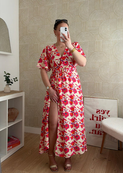 Robe fleurie - FUCHSIA