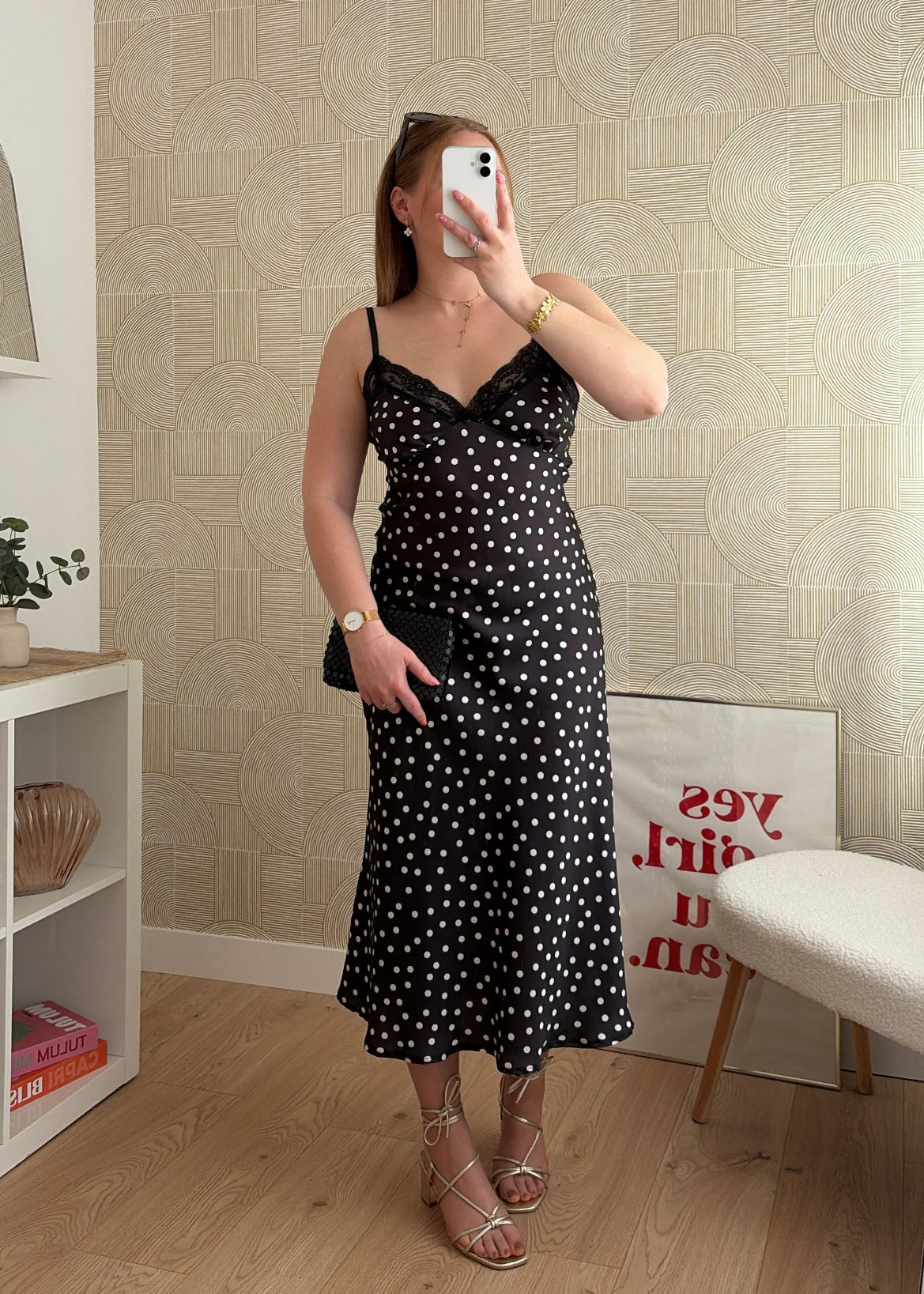 Robe longue à pois noir - NIRMA