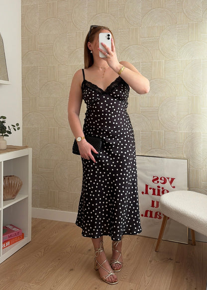Robe longue à pois noir - NIRMA