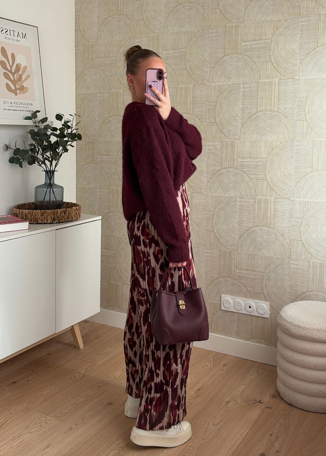 Pantalon plissé bordeaux - LOUISA