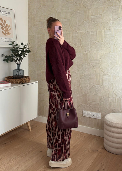 Pantalon plissé bordeaux - LOUISA