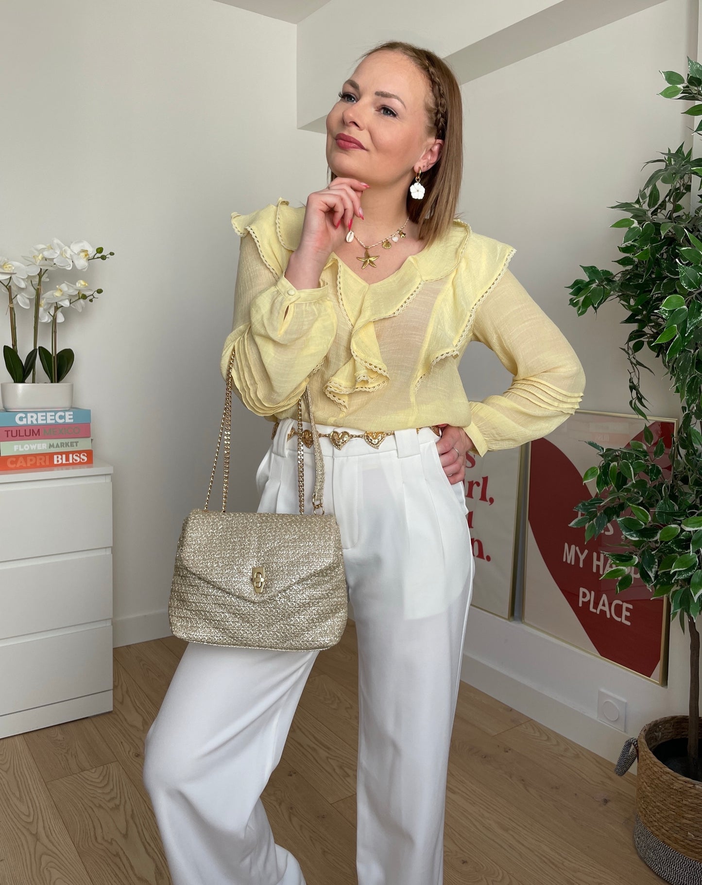 Blouse unie jaune ALIX