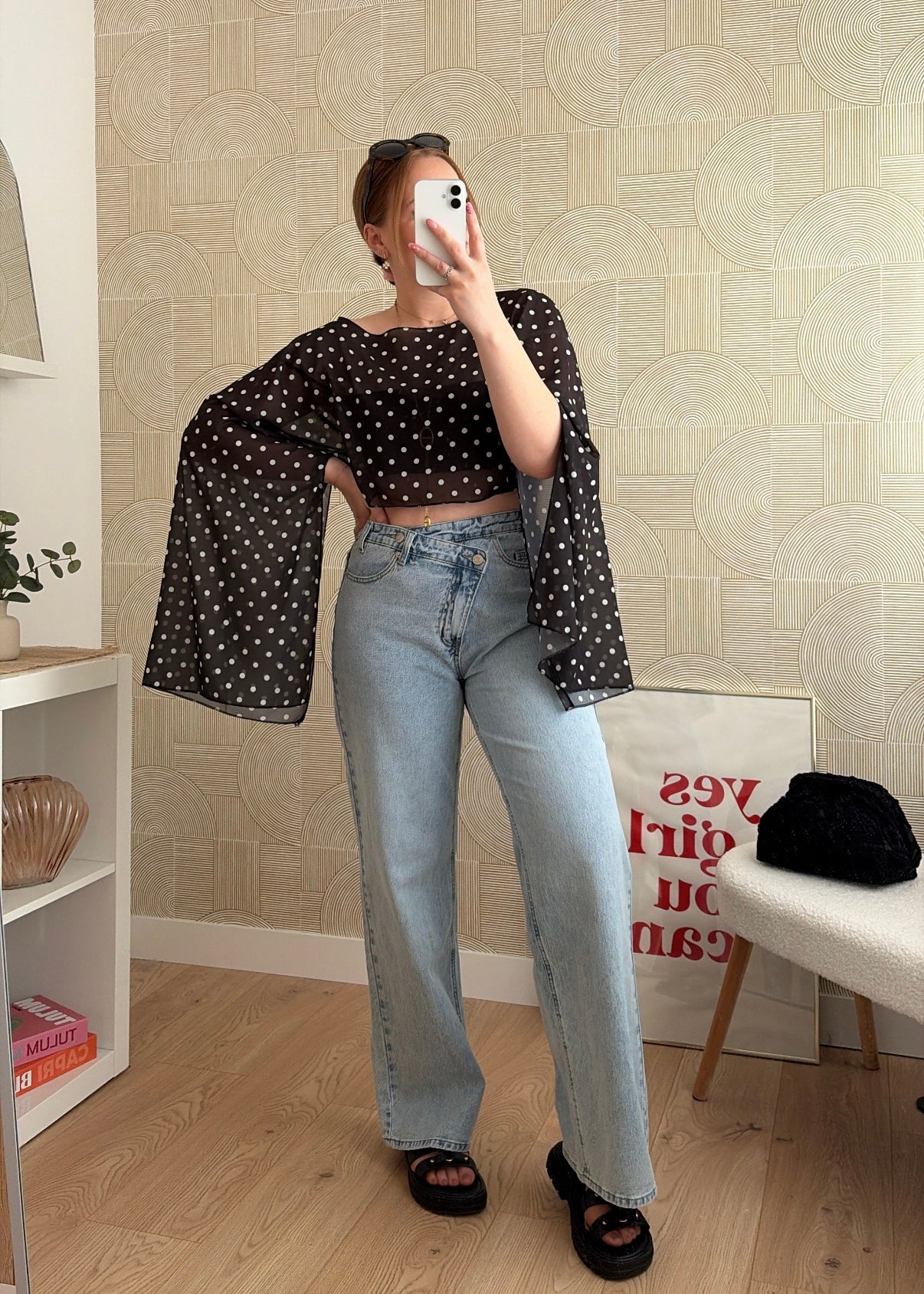 Jeans asymétrique wide leg - EZIO