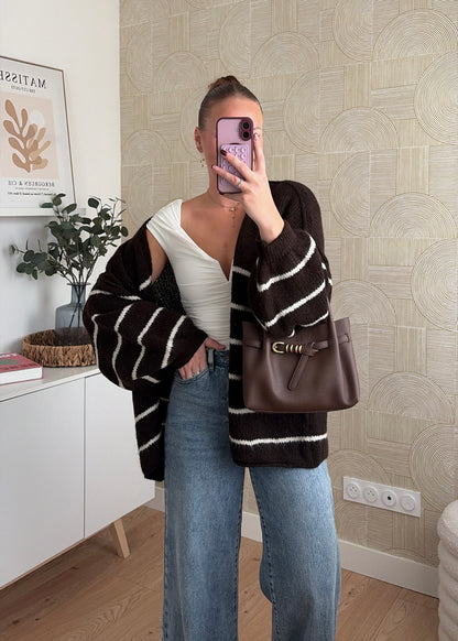 Gilet à rayures choco - CÉLIA