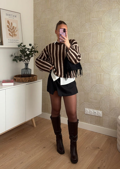 Pull choco rayures - AMOR