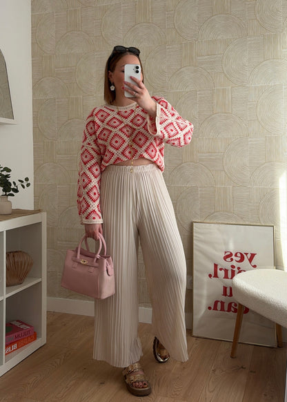 Pantalon plissé beige - ISIS