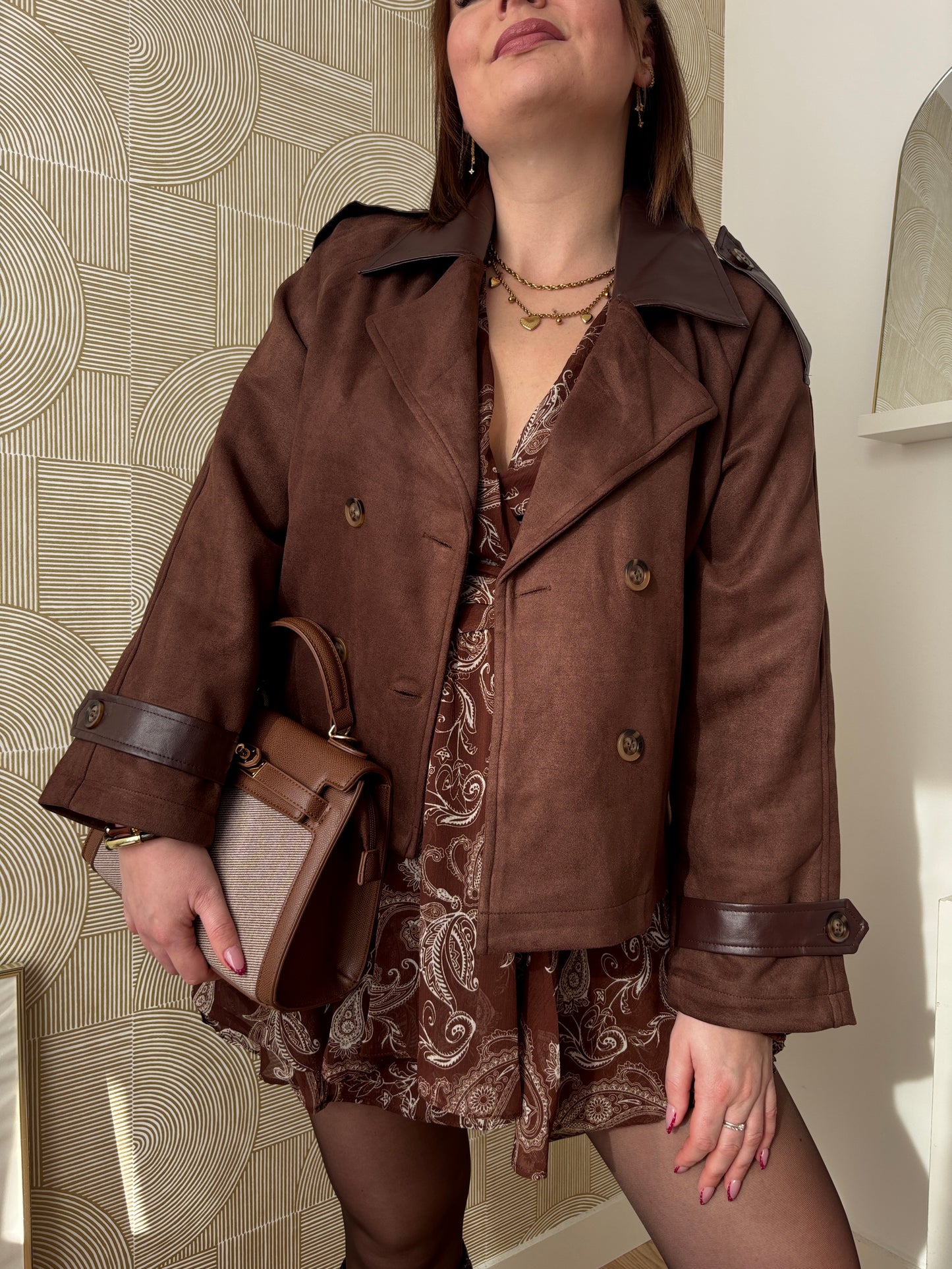 Veste suédine - CHOCOLAT