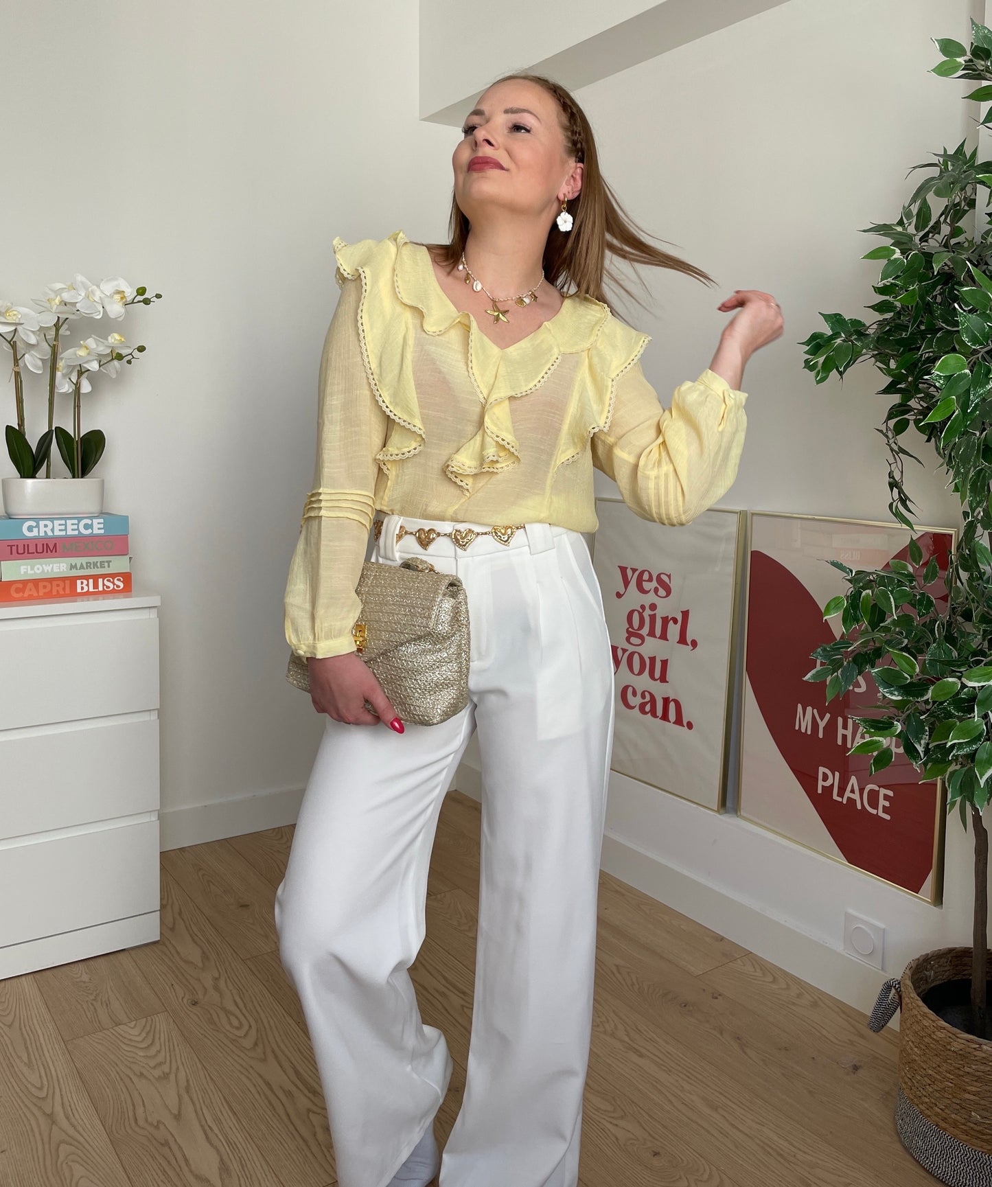 Blouse unie jaune ALIX