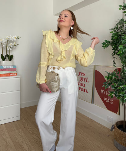 Blouse unie jaune ALIX