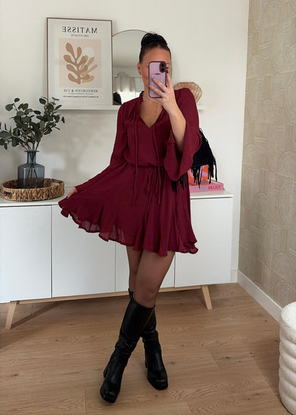 Robe courte bordeaux - CHLÉA